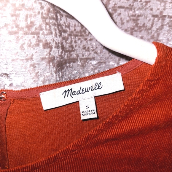Madewell Orange A-Line Mini Dress with Bishop Sleeves - Picture 3 of 9